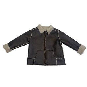 Janie and Jack Faux Leather Sherpa Trim Pilot Bomber Jacket Size 3-4
